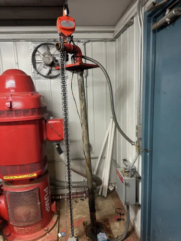 Industrial fire pump system and control piping installation.